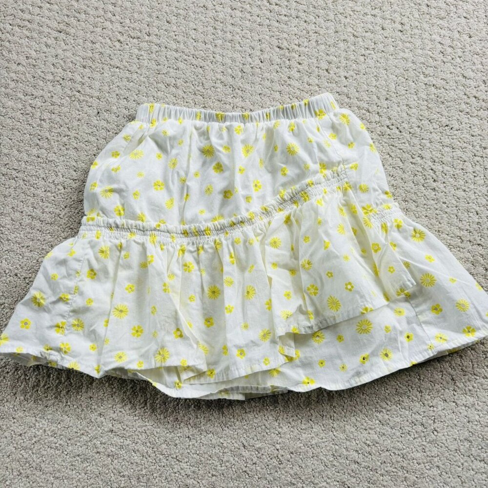 Zara Yellow Floral Eyelet Cotton Summer Skirt